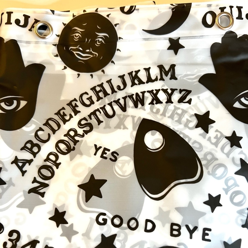 Halloween Spirit Board Peva Shower Curtain with Metal Grommets Quija Planchette